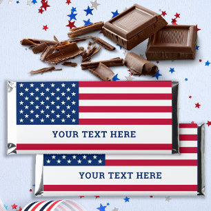 Patriotic USA American Flag Personalized Hershey Bar Favors