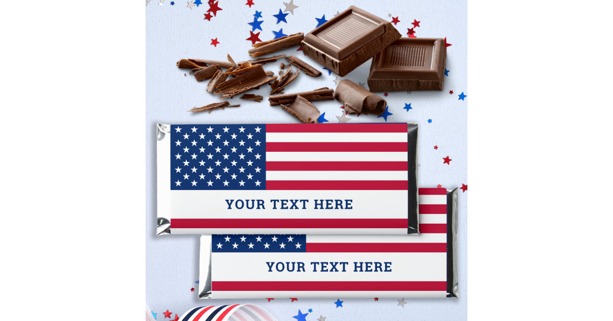 Patriotic USA American Flag Personalized Hershey Bar Favors