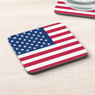 Patriotic USA American Flag Red White and Blue  Beverage Coaster