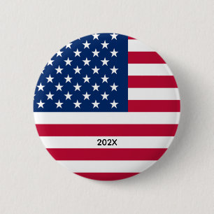 Patriotic USA American Flag Red White and Blue  Button