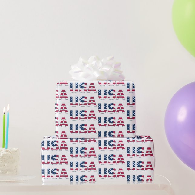 Patriotic USA American Flag, Red, White and Blue Wrapping Paper (Party Gifts)