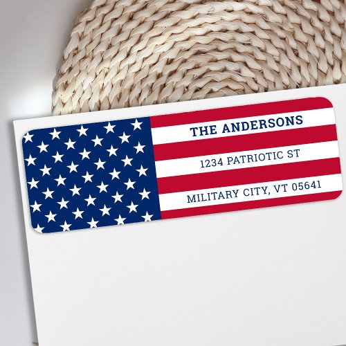 Patriotic USA American Flag Return Address Label