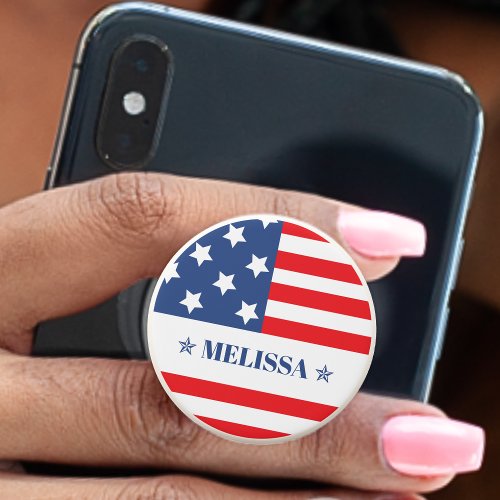 Patriotic USA American Flag Star Name PopSocket