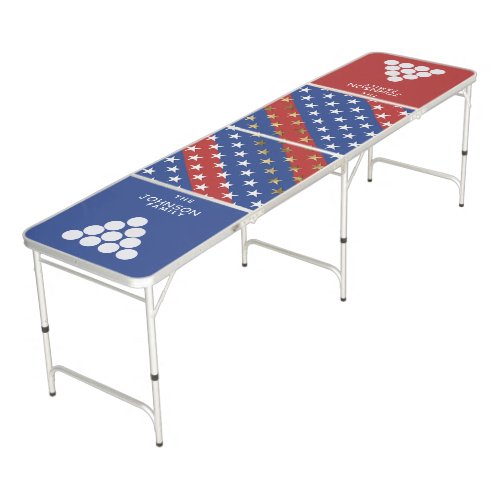 Patriotic USA American Flag Stars  Family Name Beer Pong Table