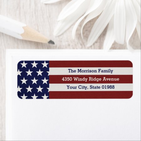 Patriotic Usa American Flag Stars & Stripes Label