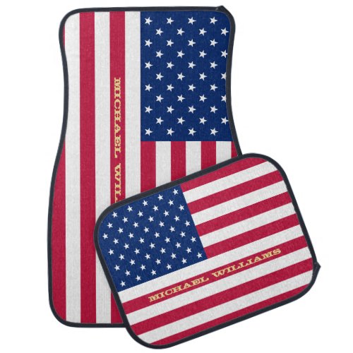 Patriotic USA American Flag Stars Stripes Red Blue Car Floor Mat