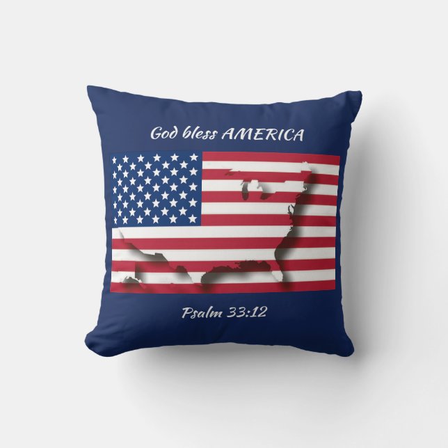 Patriotic USA AMERICAN FLAG Throw Pillow (Front)
