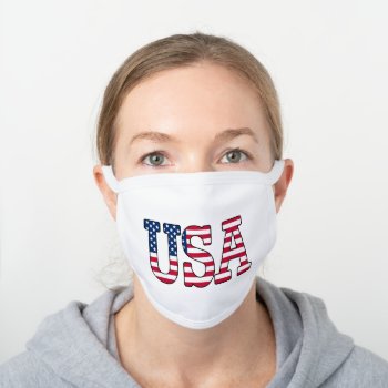 Patriotic Usa American Flag White Cotton Face Mask by Classicville at Zazzle