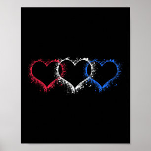 Patriotic Usa American Hearts Armed Forces 4th Of Poster
