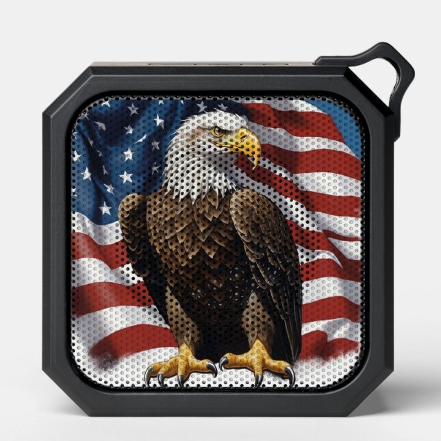 *~* Patriotic USA AP27 American Flag Bald Eagle Bluetooth Speaker (Front)
