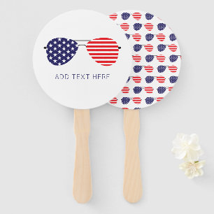 Patriotic USA Aviator Sunglasses Add Own Text Hand Fan