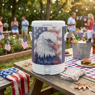 Patriotic USA Bald Eagle American Flag Art Igloo Beverage Cooler