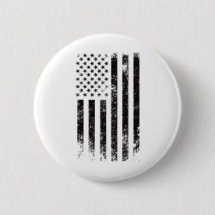 Patriotic Usa Black American Flag Distressed Grung Button