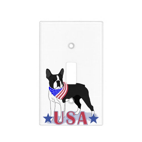 Patriotic USA Boston Terrier Light Switch Cover