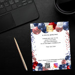 Patriotic USA business logo qr code instagram Flyer<br><div class="desc">Personalize and add your business logo,  name,  address,  your text,  your own QR code to your instagram account. White background,  decorated with balloons in patriotic US colors,  red,  blue and white with stripes and stars.</div>