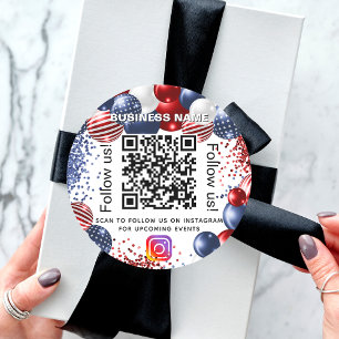 Patriotic USA business qr code instagram Classic Round Sticker