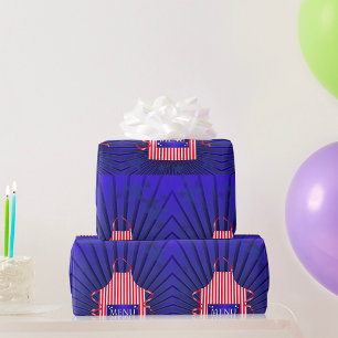 Patriotic USA Chef Red White Blue BBQ Cooking Wrapping Paper