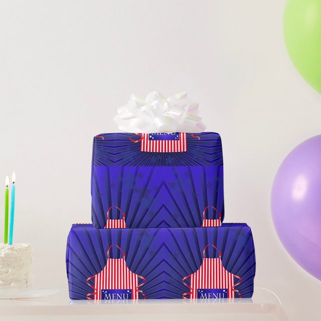 Patriotic USA Chef Red White Blue BBQ Cooking  Wrapping Paper (Creator Uploaded)