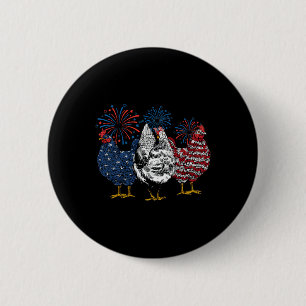 Patriotic Usa Chicken 4th Of July Independence Day Button