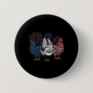 Patriotic Usa Chicken 4th Of July Independence Day Button