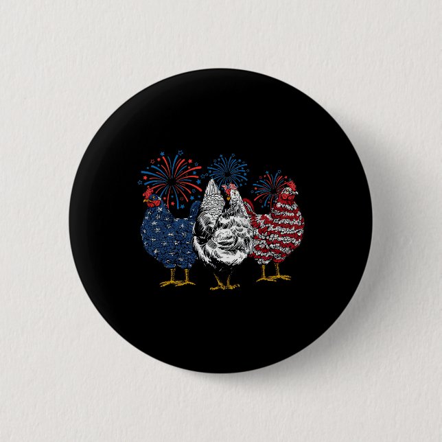 Patriotic Usa Chicken 4th Of July Independence Day Button (Front)