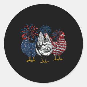 Patriotic Usa Chicken 4th Of July Independence Day Classic Round Sticker