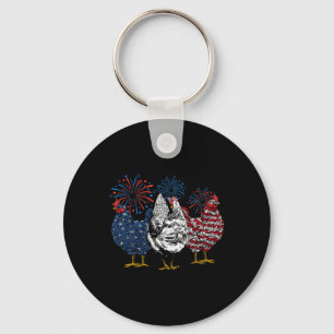 Patriotic Usa Chicken 4th Of July Independence Day Keychain