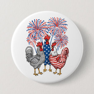 Patriotic USA Chicken USA Hen 4th Of July Button