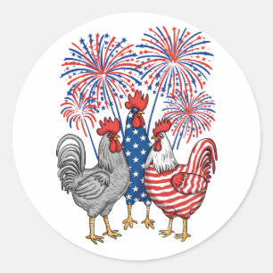Patriotic USA Chicken USA Hen 4th Of July Classic Round Sticker