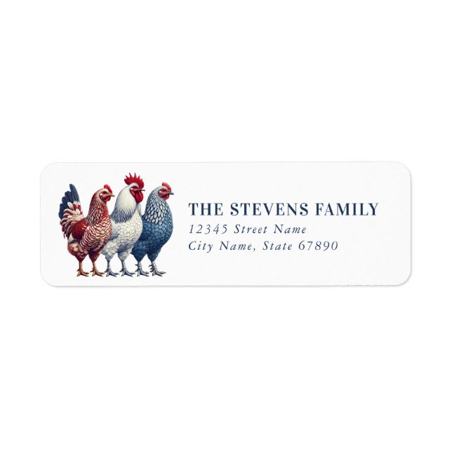 Patriotic USA Chickens Return Address Labels (Front)