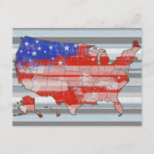 patriotic USA continent map Postcard