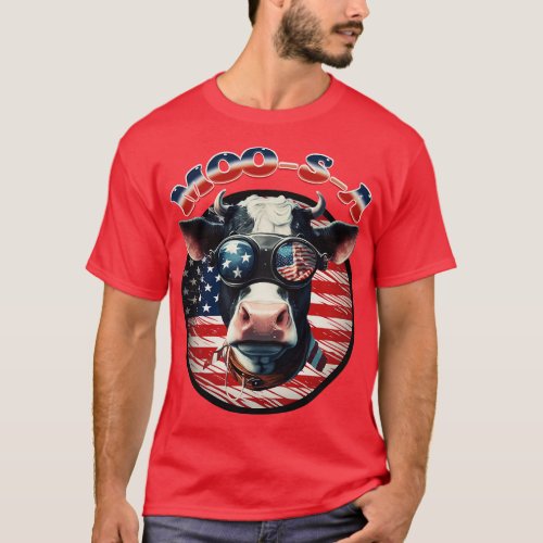 Patriotic USA Cow Celebrate Animals and America T_Shirt