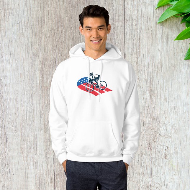 Patriotic USA Cycling American Flag Bike Rider  Hoodie (Creator Uploaded)