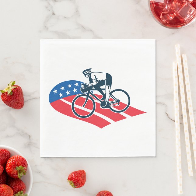 Patriotic USA Cycling American Flag Bike Rider  Napkins (Creator Uploaded)