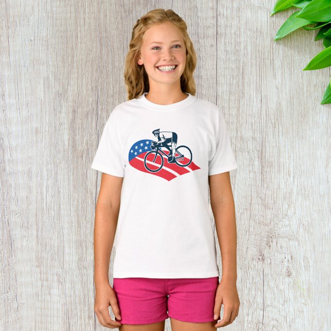 Patriotic USA Cycling American Flag Bike Rider  T-Shirt (Creator Uploaded)