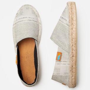 Patriotic USA Declaration of Independence 1776 Espadrilles