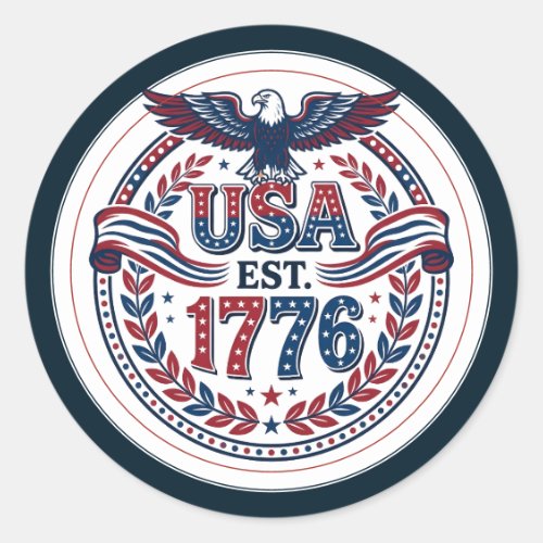 Patriotic USA Eagle Emblem  Classic Round Sticker