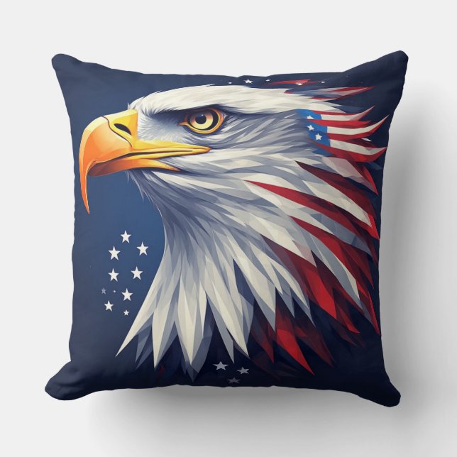 Patriotic USA eagle full of pride and strength Throw Pillow (Front)