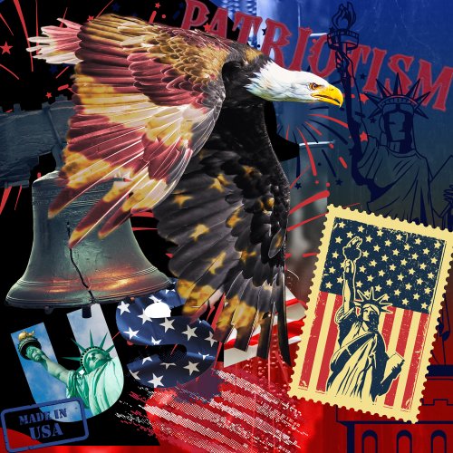Patriotic Usa Eagle Stamp and Liberty Bell    Baseball