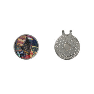 Patriotic Usa Eagle Stamp and Liberty Bell Golf Hat Clip