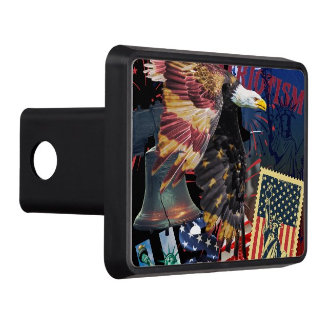 Patriotic Usa Eagle Stamp and Liberty Bell      Hitch Cover (Right)
