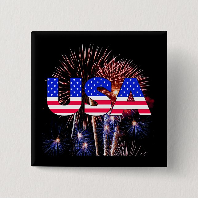 Patriotic USA Fireworks Button (Front)