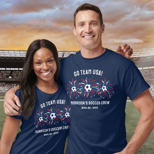 Patriotic USA Fireworks Soccer Team Crew Custom T_Shirt