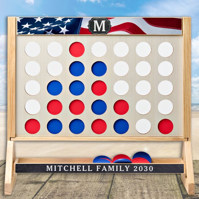 Patriotic USA Flag 4th July Custom Monogram Giant Fast Four (Creator Uploaded)