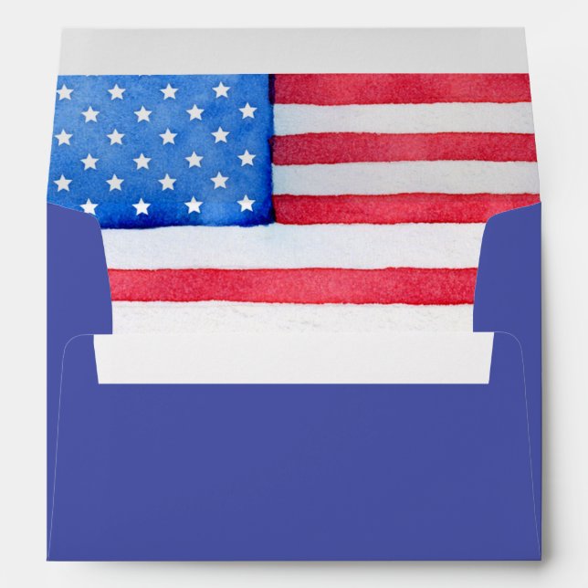 Patriotic USA Flag 4th July Red White and Blue  Envelope (Back (Bottom))