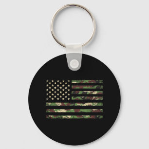 Patriotic Usa Flag 4th Of July Camo American Flag Keychain