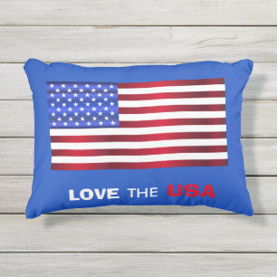 Patriotic USA Flag 4th of July Décor Outdoor Pillow
