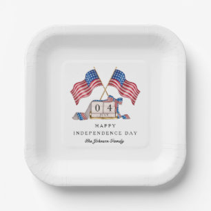 Patriotic USA Flag 4th Of July Paper Plates