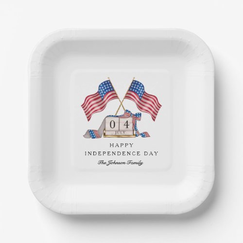 Patriotic USA Flag 4th Of July Paper Plates