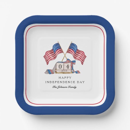 Patriotic USA Flag 4th Of July Paper Plates